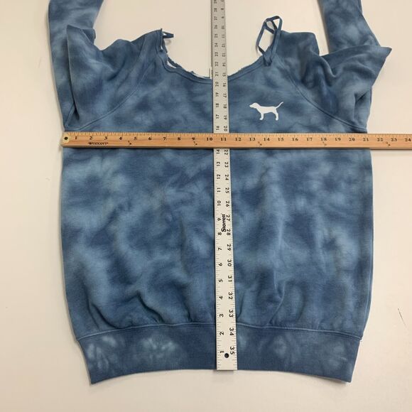 Pink Victorias Secret Sweater Womens S Blue Tie Dye Raw Boat Neck Slouchy Raglan - Picture 6 of 11